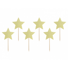6 Cake Topper - Stars - Gold