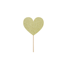 6 Cake Topper - Glitter Hearts Gold