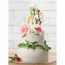 1 Cake Topper - Mr & Mrs - Gold