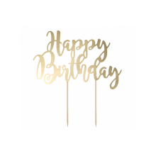 1 Cake Topper - Happy Birthday - Gold