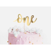 1 Cake Topper - ONE - Gold
