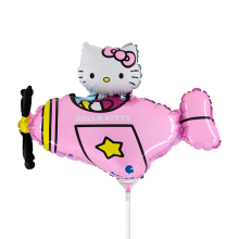 10 Miniballoons Airfilled - Hello Kitty Airplane Pink (Unverpackt)