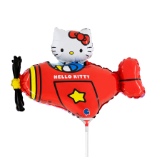 10 Miniballoons Airfilled - Hello Kitty Airplane Red (Unverpackt)
