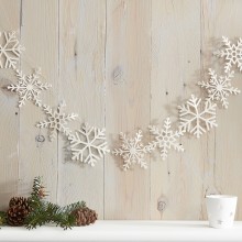 1 Garland - White Glitter Snowflake