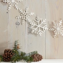 1 Garland - White Glitter Snowflake