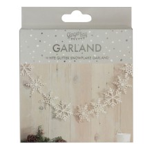 1 Garland - White Glitter Snowflake