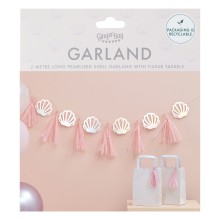 1 Tassel Garland - Shells and Tassels - Pink and Iridescent