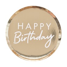 8 Gold Foiled Happy Birthday Plate