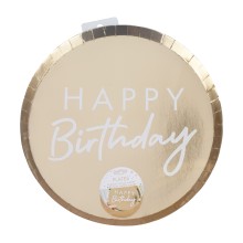 8 Gold Foiled Happy Birthday Plate