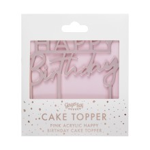 1 Acrylic Rose Gold Happy Birthday Cake Topper