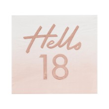 16 Rose Gold Foiled Watercolour Napkin - Hello 18