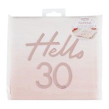 16 Rose Gold Foiled Watercolour Napkin - Hello 30