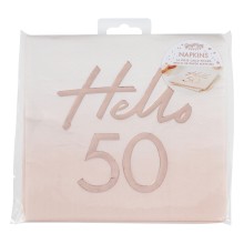16 Rose Gold Foiled Watercolour Napkin - Hello 50