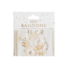 5 Gold Foil Confetti Filed Balloons