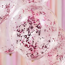 5 Pink Foil Confetti Filled Balloons