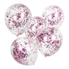 5 Pink Foil Confetti Filled Balloons