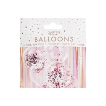 5 Pink Foil Confetti Filled Balloons