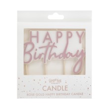 1 Rose Gold Happy Birthday Candle