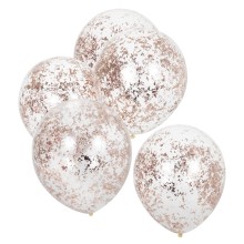 5 rose gold foil confetti filled balloons