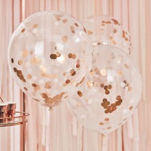 3 Giant Rose Gold and Blush confetti balloons