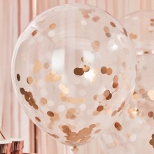 3 Giant Rose Gold and Blush confetti balloons