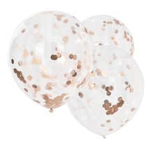 3 Giant Rose Gold and Blush confetti balloons