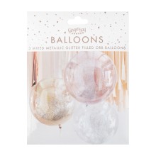 3 Balloons - Mix Metallic Glitter Orbs