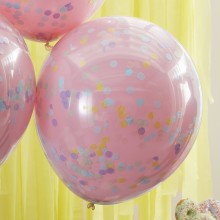 3 Balloons - Double Stuffed Pastel Confetti Balloons
