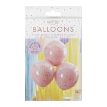 3 Balloons - Double Stuffed Pastel Confetti Balloons