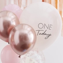10 Balloons - Pink and Rose Gold 1 Today Balloon Bundle
