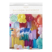 1 Backdrop Kit - Layered Streamers and Balloon Arch - Brights