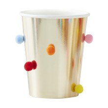 8 Cups - Bright Pom Poms - Gold