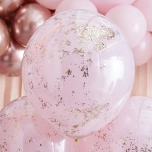 3 Balloons - Double Stuffed Pink & Rose Gold