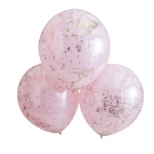 3 Balloons - Double Stuffed Pink & Rose Gold