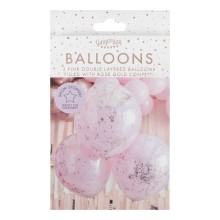 3 Balloons - Double Stuffed Pink & Rose Gold