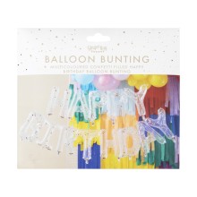 1 Balloon Bunting - Brights Confetti Clear Foil