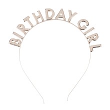 1 Headband - Birthday Girl - Rose Gold Metal