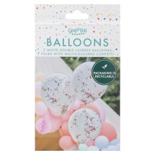 3 Balloon Bundle - Double Stuffed - Rainbow Shred