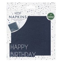 16 Eco Paper Napkins - Happy Birthday - Navy & Light Blue