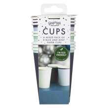 8 Eco Paper Cups - MIXed Pack - Blue