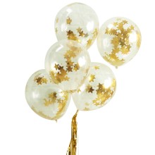5 Balloon - Confetti - Gold Star