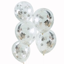 5 Balloon - Confetti - Silver Star
