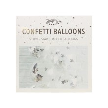 5 Balloon - Confetti - Silver Star