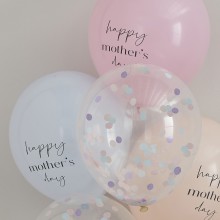 Balloons - 5 Pack Happy Mother`s Day - Printed and Confetti Balloons