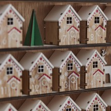 25 Advent Calendar - Wooden Tree with Mini Houses