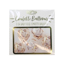 5 Balloons - 12" Confetti - Gold - Oh Baby!
