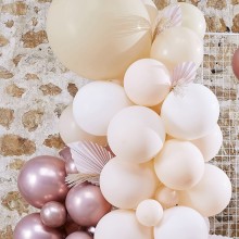 1 Balloon Arch - White, Peach and Rose Gold with Fans