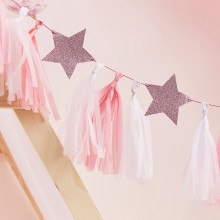 1 Pink Tassel Garland with Pink Glitter Stars