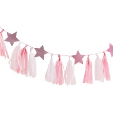 1 Pink Tassel Garland with Pink Glitter Stars