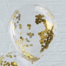 5 Balloons - Confetti - Gold